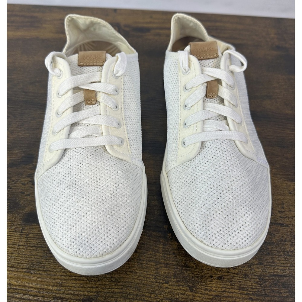 Olukai Pehuea Li Convertible Sneaker Lace Up Knit White Shoes Women's Size 9.5 - Picture 6 of 16